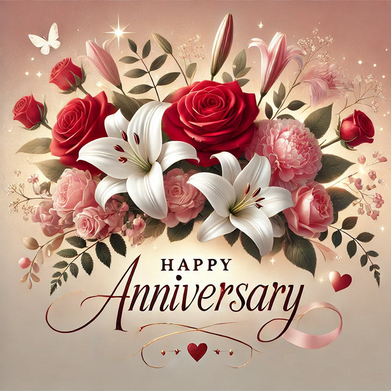 Happy Anniversary card for flowers