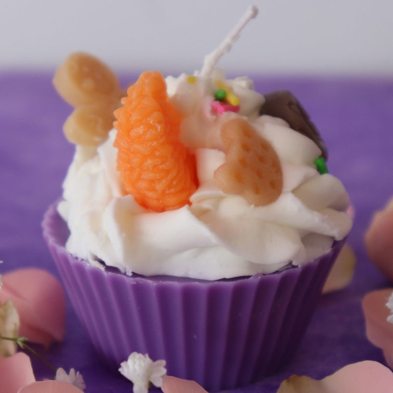 Fun cupcake candle with orange blossom scent