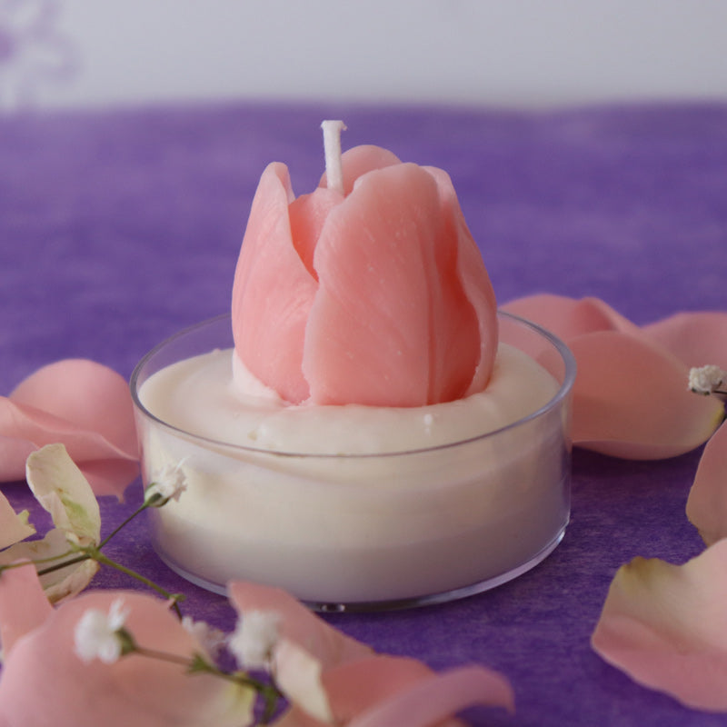 Scented Pink Rose Candle made from soy and bees wax