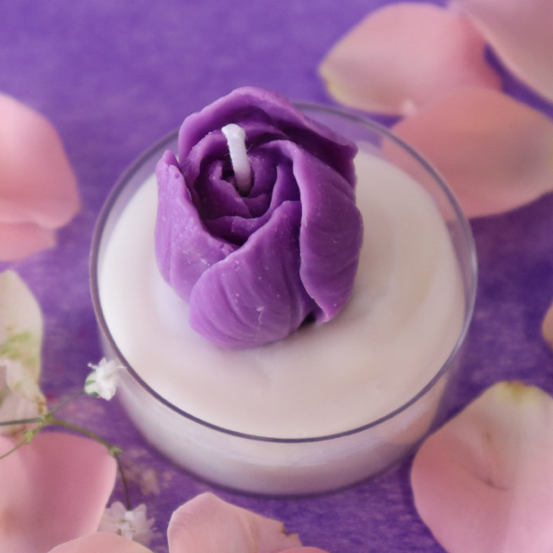 Single Purple Rose Candle