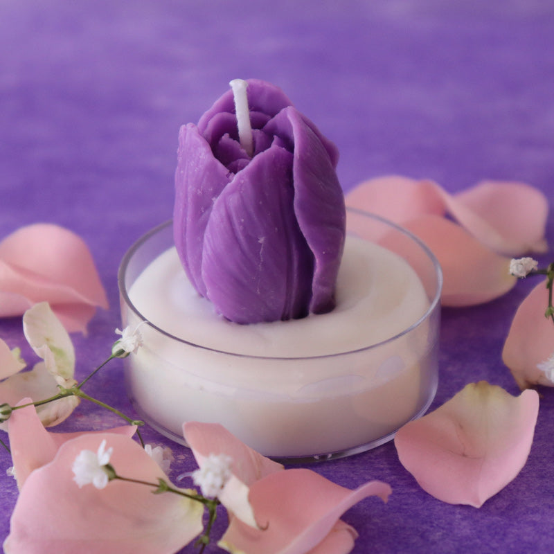 Single Purple Rose Candle