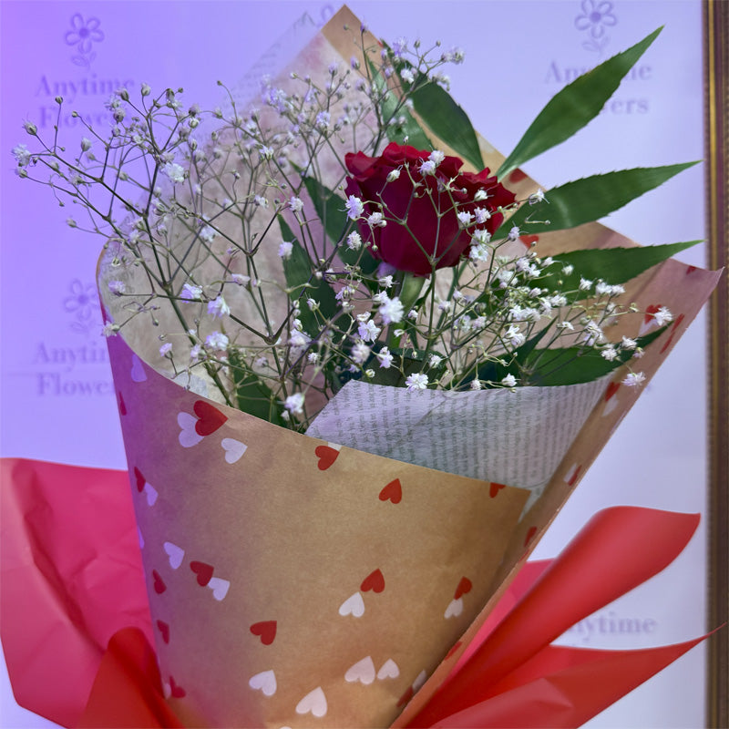A stunning gift  with a red rose, elegantly presented to express deep admiration and love.