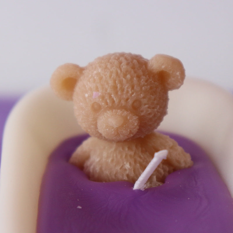 Teddy in a bath with rose scent